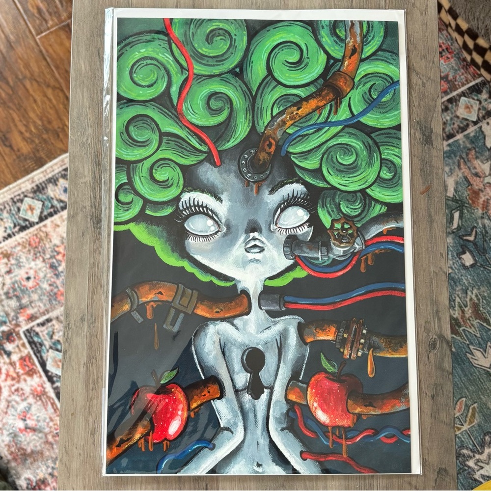 Very Cool Steampunk Style 11x17 Art Print of a Woman Creating Life